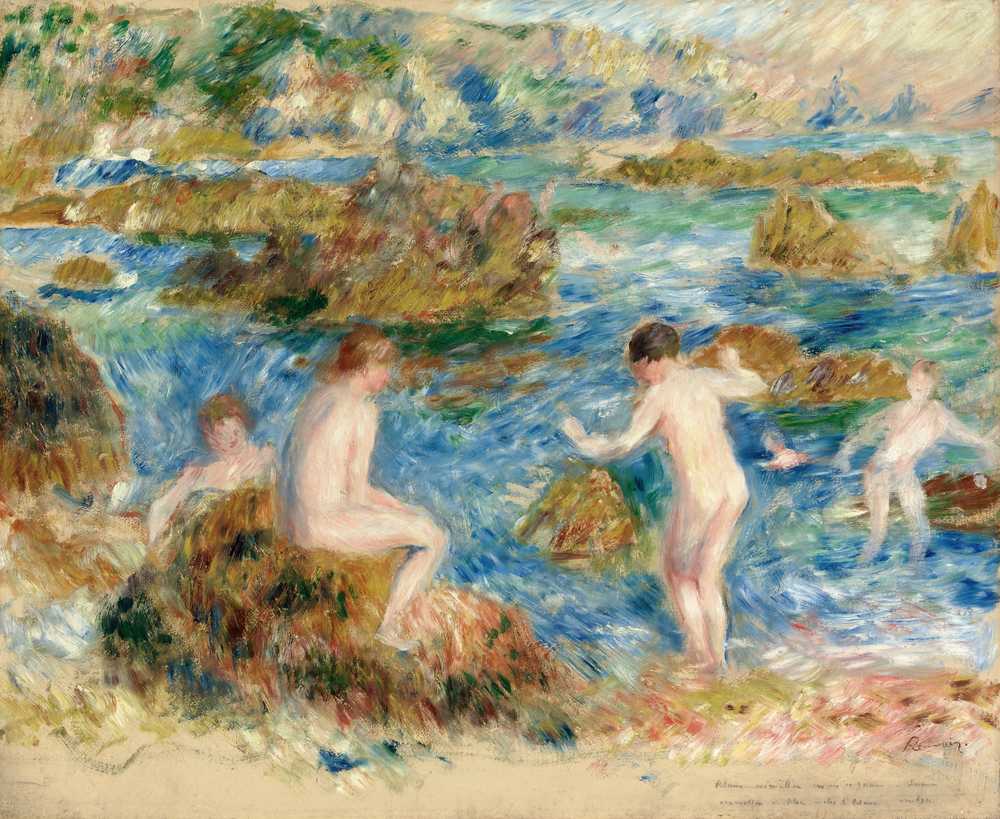 Naked Boys In The Rocks At Guernsey (1883) - Auguste Renoir
