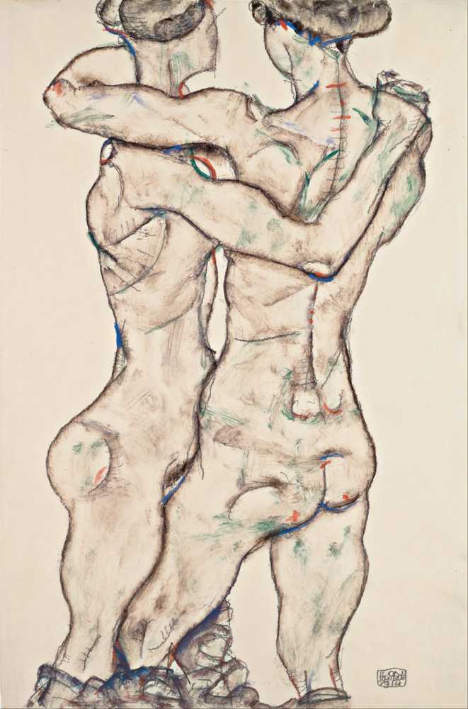 Naked Girls Embracing (1914) - Egon Schiele