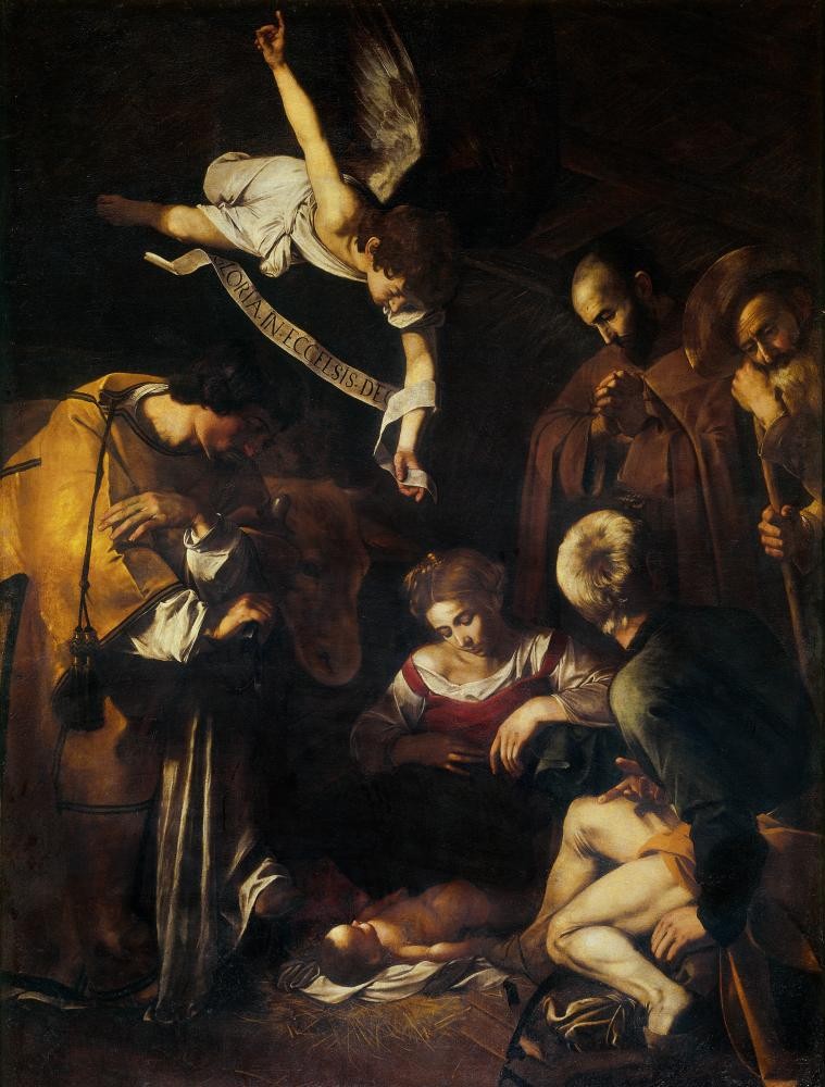 Birth of Christ with St. Lawrence and St. Francis - Caravaggio