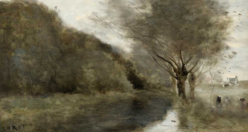 Near Gisors. Willow Grove And River, Morning Effect - Corot