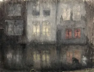 Nocturne- Black and Red—Back Canal, Holland - James Abbot McNeill Whistler