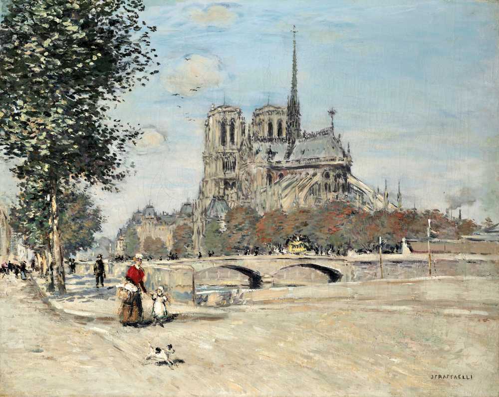 Notre-Dame de Paris and the Archdiocese bridge - Jean-Francois Raffaelli