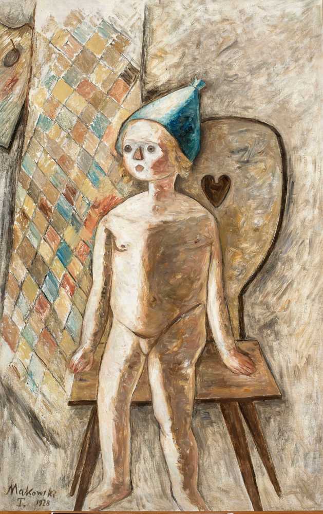 Nude little girl in a blue cap (1928) - Tadeusz Makowski