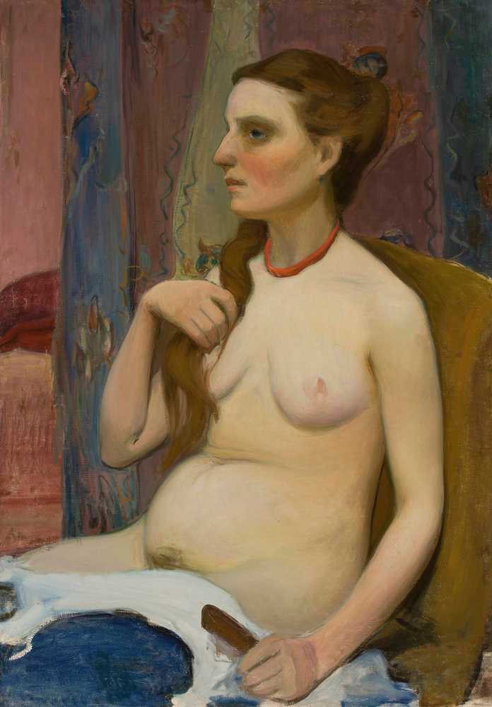 Nude of a woman combing her hair (circa 1909) - Władysław Ślewiński