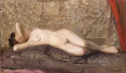 Nude Woman Lying (circa 1908) - Leon Wyczółkowski