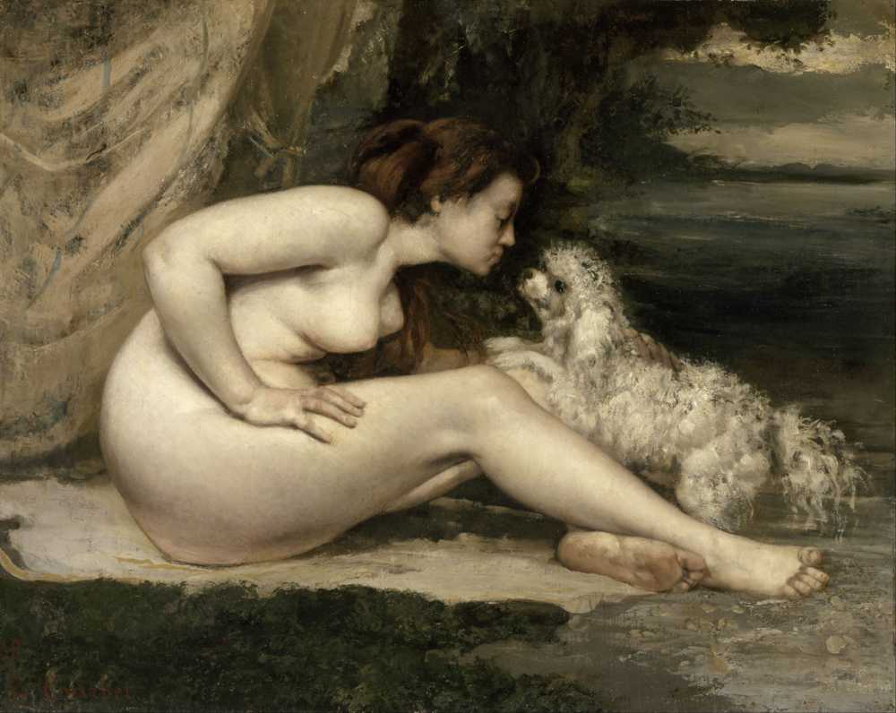 Nude Woman With A Dog (1861 - 1862) - Gustave Courbet
