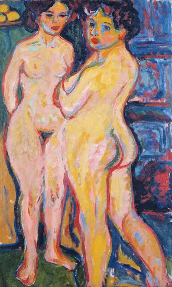 Nudes Standing by Stove - Ernst Ludwig Kirchner