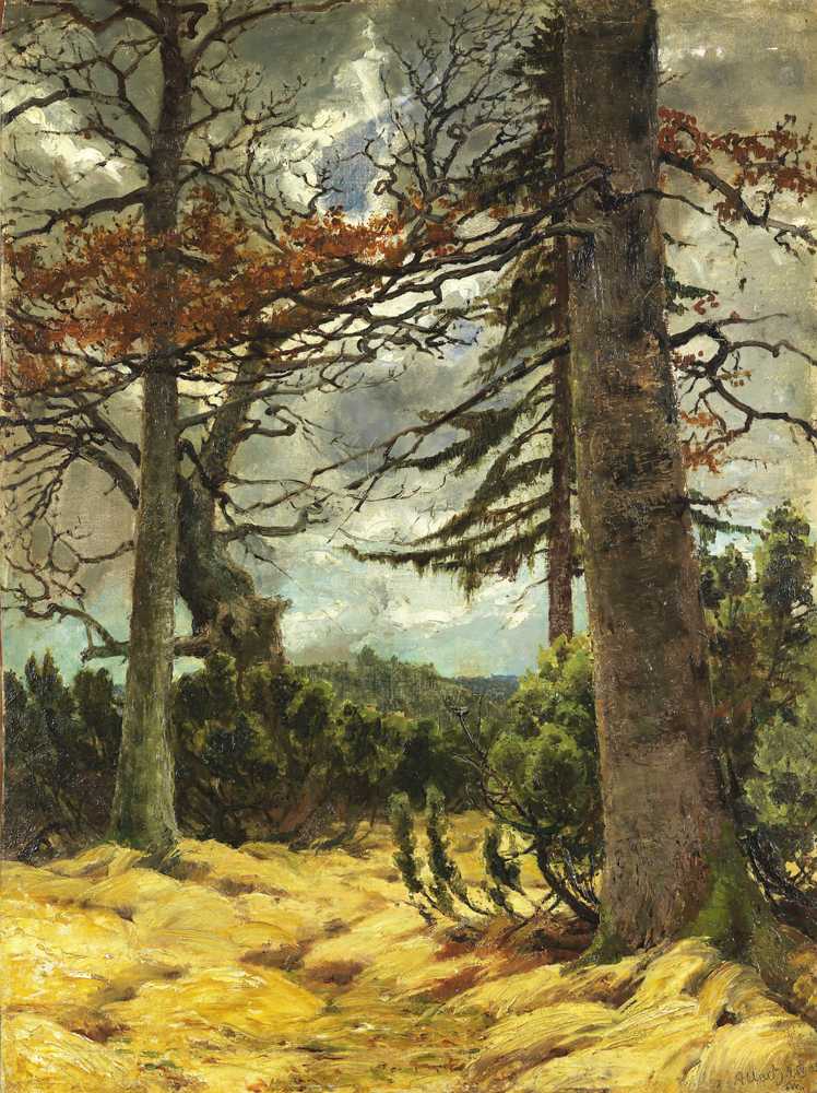 Oak trunks in early spring (1902) - Franz Marc