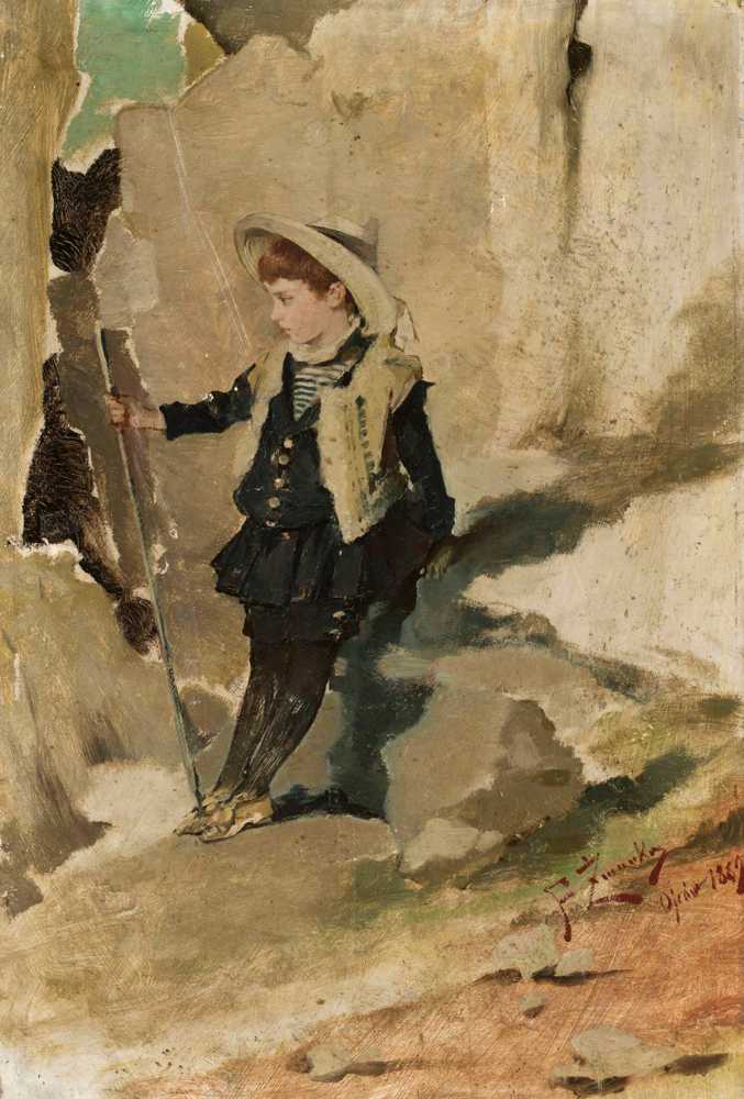 Ojców – Boy against the rocks (1889) - Franciszek Żmurko