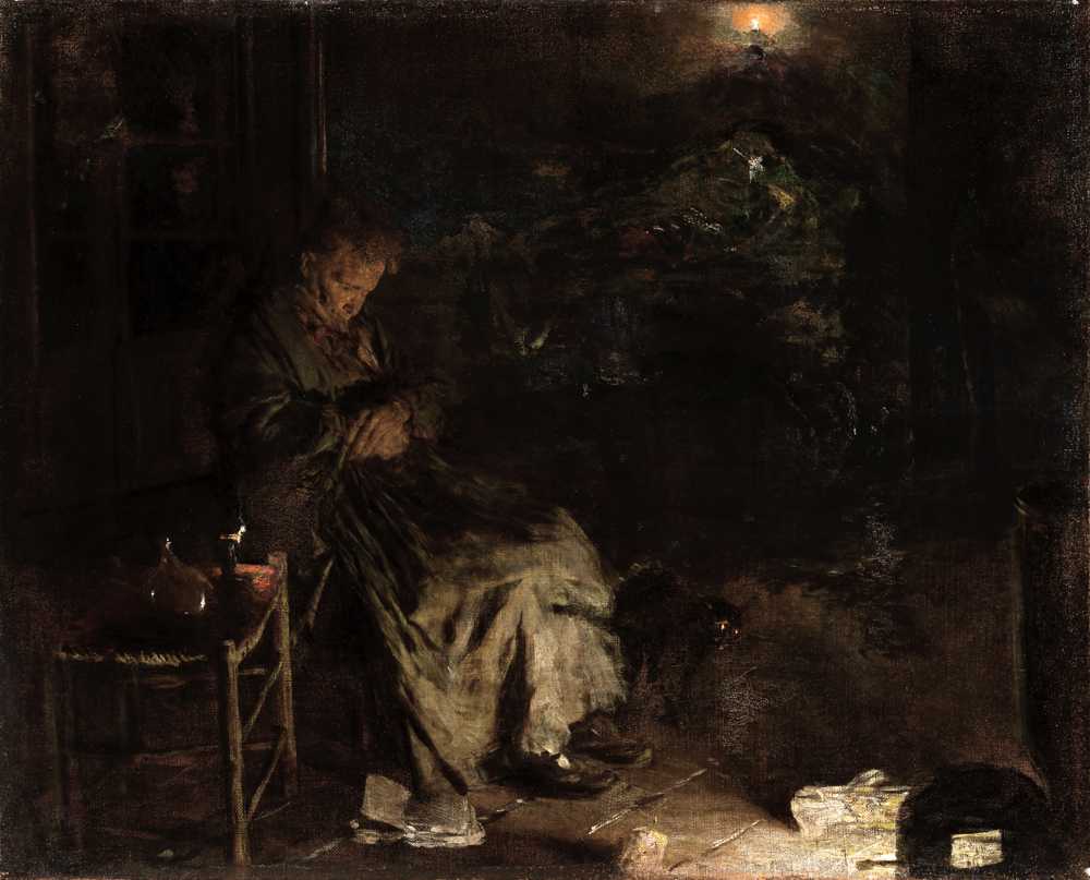 Old Woman Watching over a Dead Body I (1880-1890) - Aleksander Gierymski
