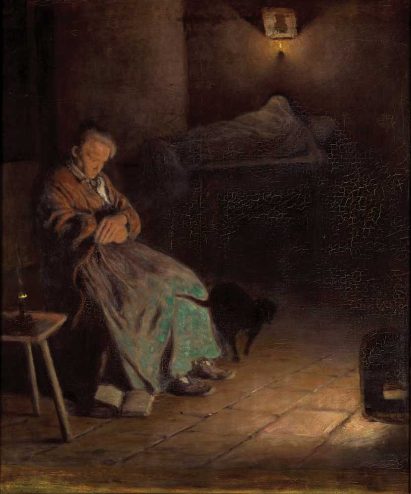 Old Woman Watching Over a Dead Body II (1890-1899) - Aleksander Gierymski