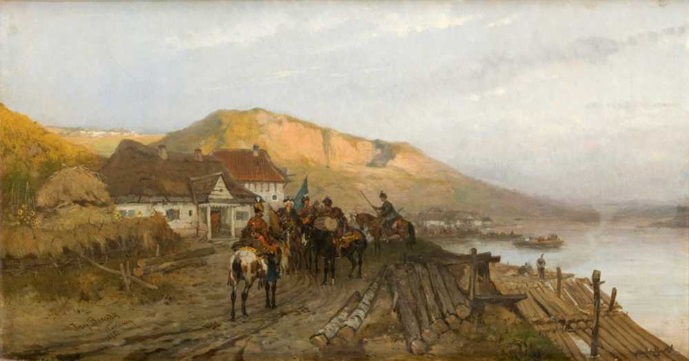 On the Dniester River (1875) - Józef Brandt