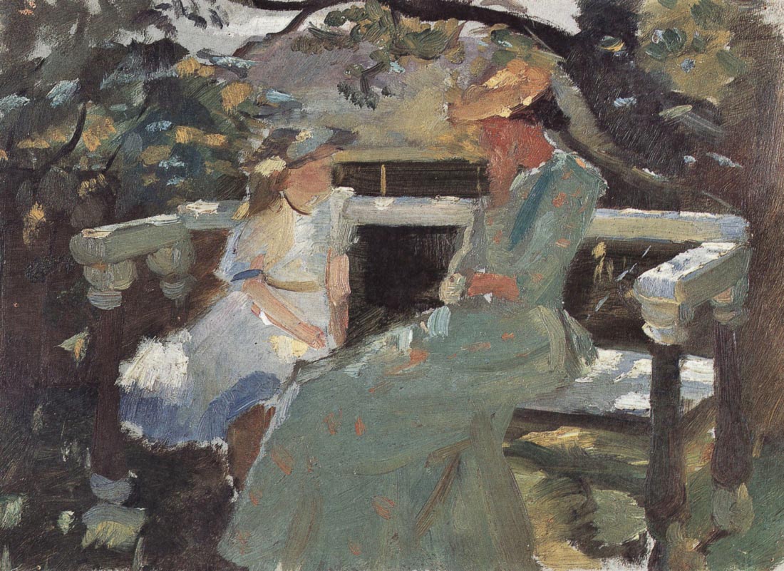 On the garden bench, and Anna Hekga Thorup - Anna Ancher
