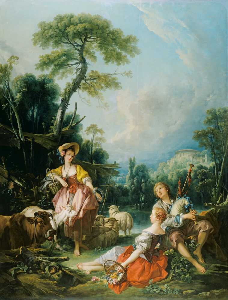 Pastoral with a Bagpipe Player (1749) - Francois Boucher