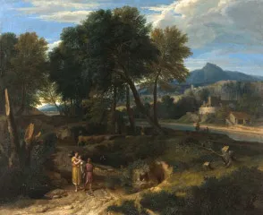 Pastoral with a young shepherd and a woman with a child in her arms - Millet