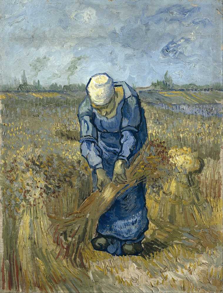 Peasant Woman Binding Sheaves (After Millet) - Vincent van Gogh