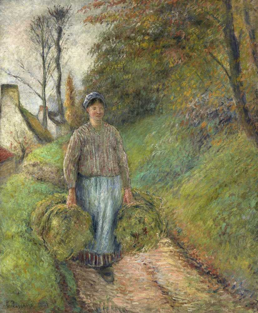 Peasant Woman Carrying Two Bundles of Hay (1883) - Camille Pissarro