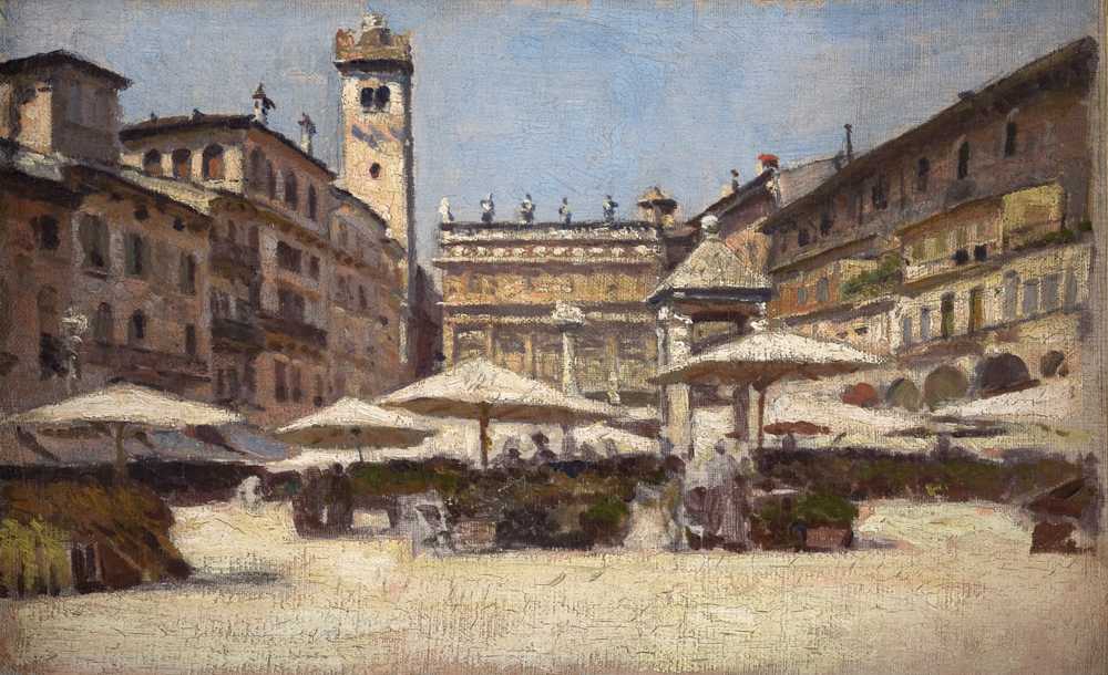 Piazza delle Erbe in Verona (1900) - Aleksander Gierymski