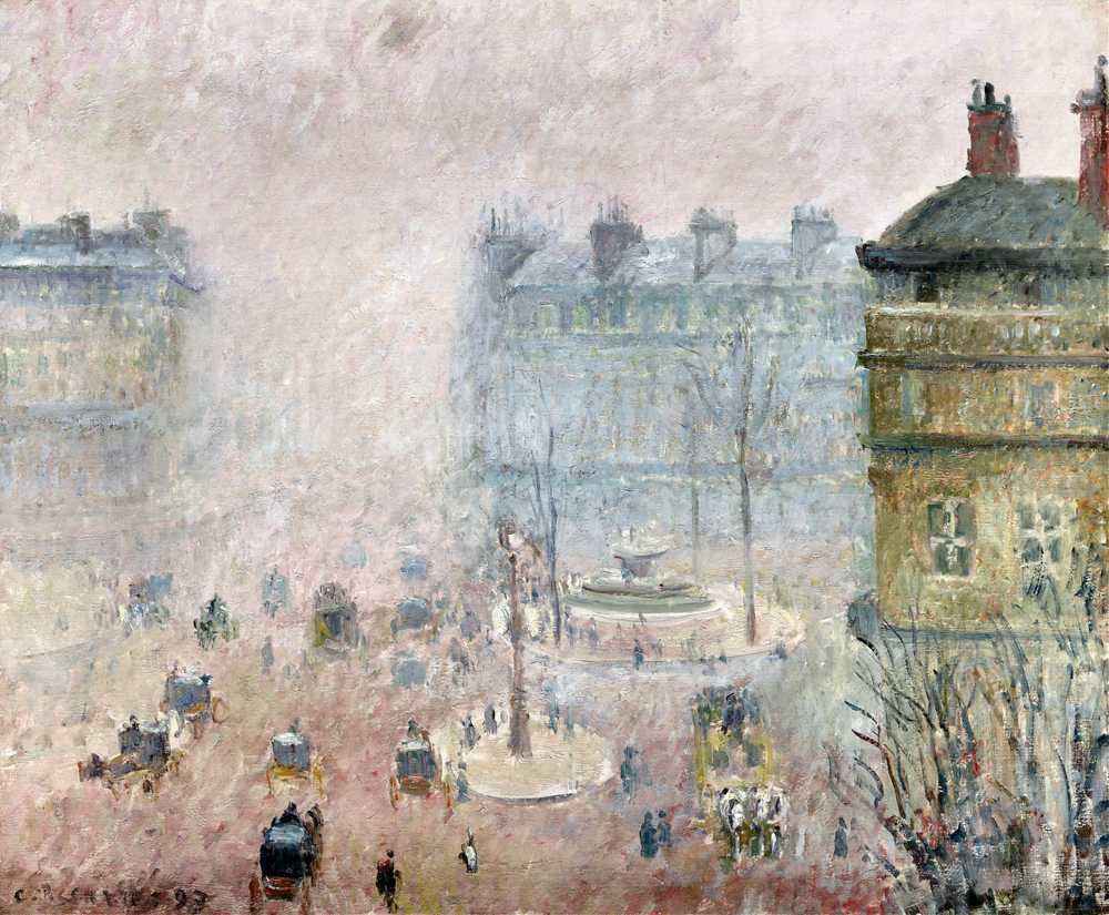 Place du Theatre Francais,Fog Effect (1897) - Camille Pissarro