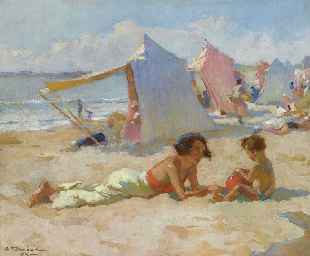 Playing On The Beach two - Charles Garabed Atamian
