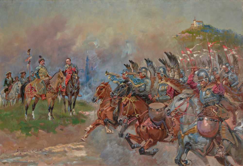 Polish Hussars Parading in Front of King John III Sobieski (1924) - Kossak
