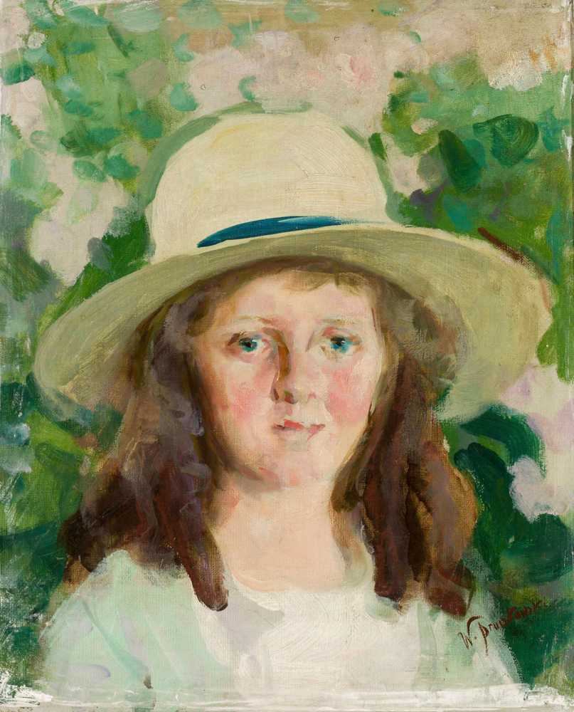 Portrait of a girl in a hat - Witold Pruszkowski