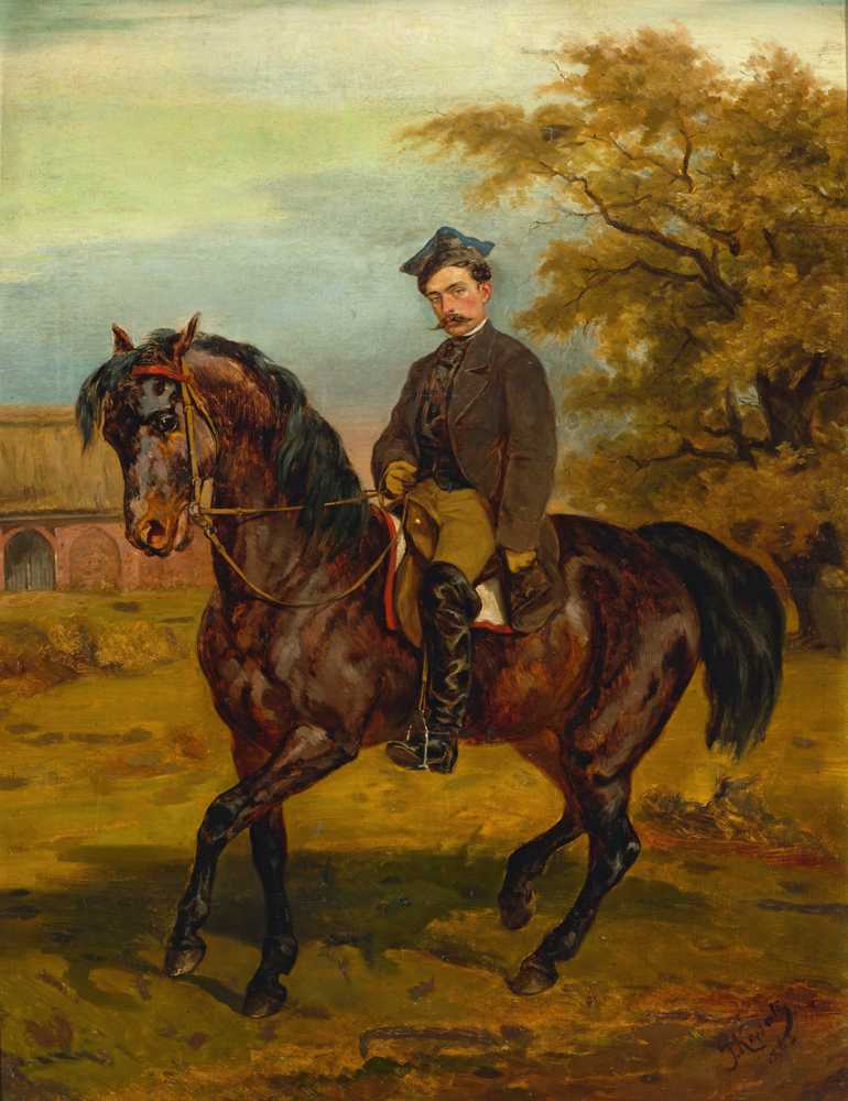 Portrait of a horseman in a peaked cap (1863) - Juliusz Kossak