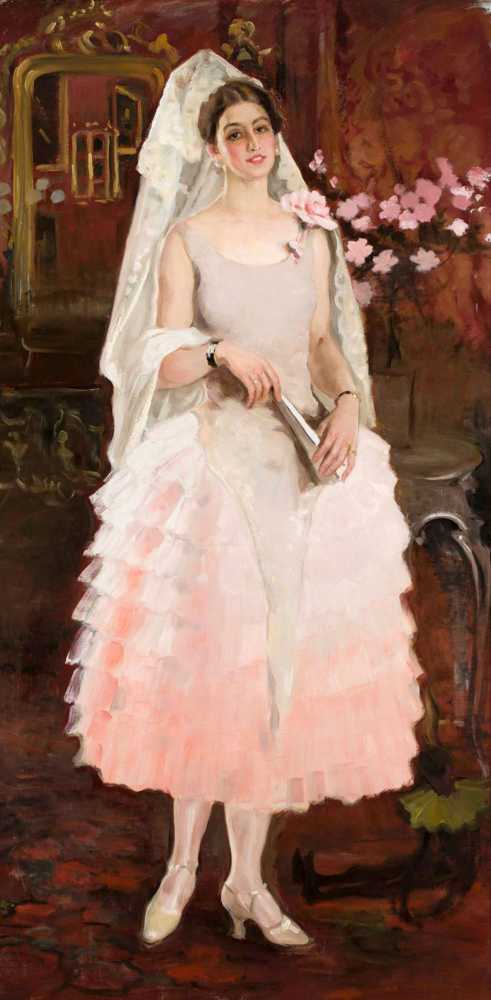 Portrait of a lady in pink dress – Spanish woman - Kazimierz Stabrowski