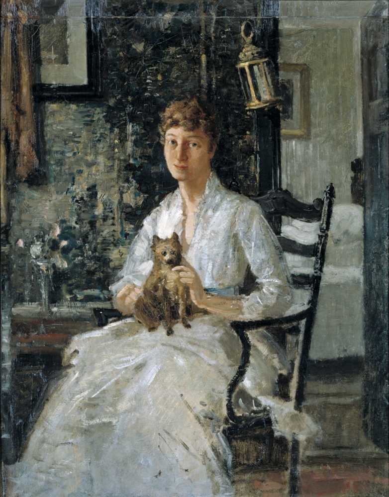 Portrait of a Lady with a Dog (Anna Baker Weir) - Julian Alden Weir