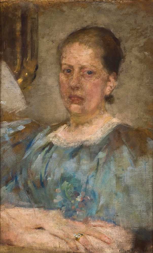 Portrait of a woman in a blue blouse (1899) - Olga Boznańska
