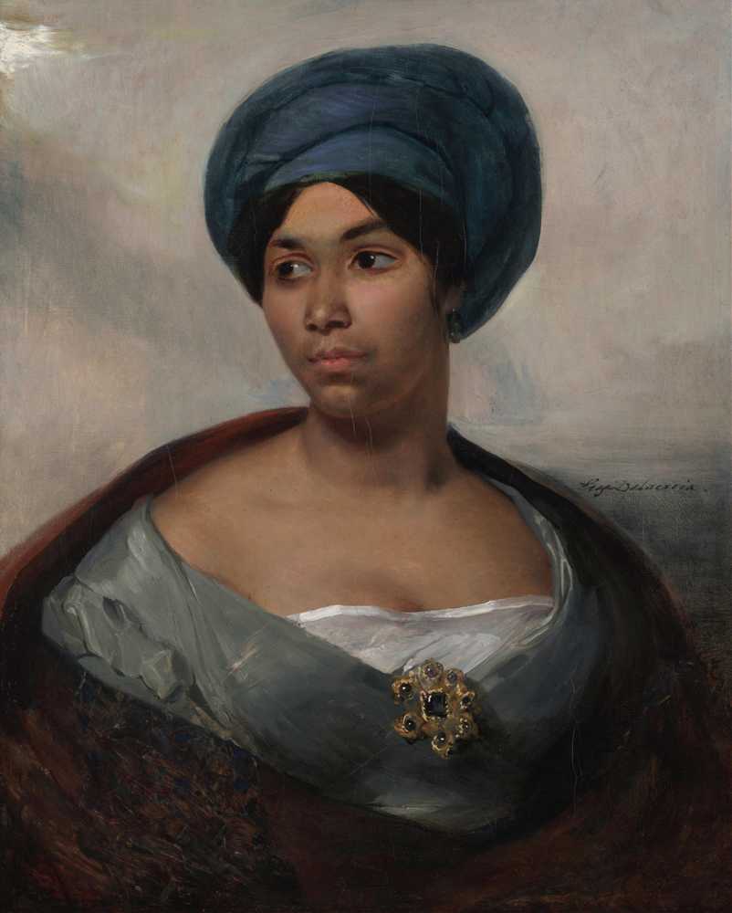Portrait of a Woman in a Blue Turban (About 1827) - Delacroix