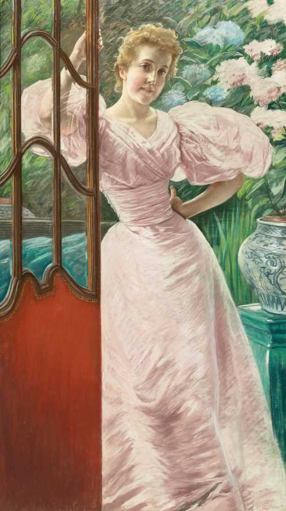 Portrait Of A Young Woman In A Conservatory (1895) - James Tissot