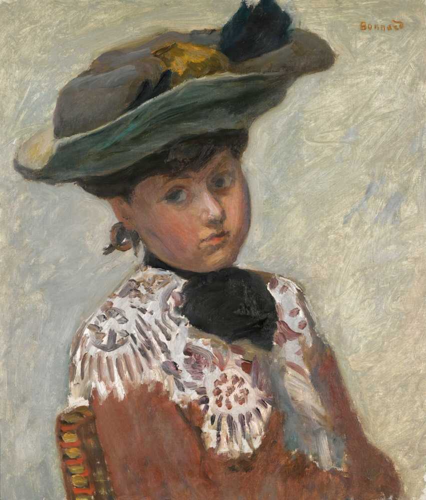 Portrait of a Young Woman with a Gold Hat (circa 1905) - Pierre Bonnard