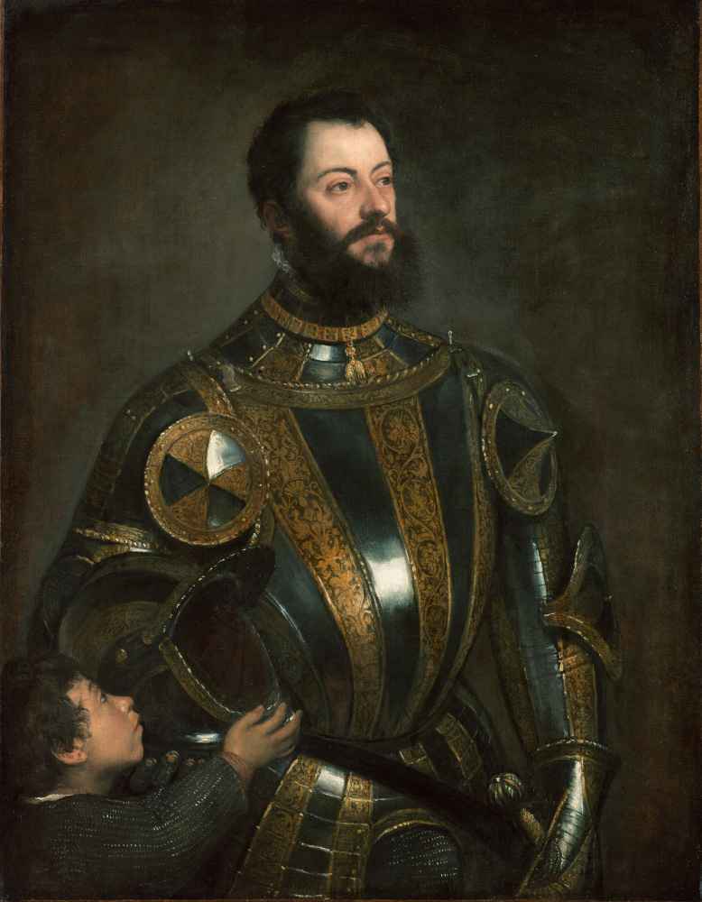 Portrait of Alfonso de Avalos, Marchese del Vasto, in Armor with a Pag