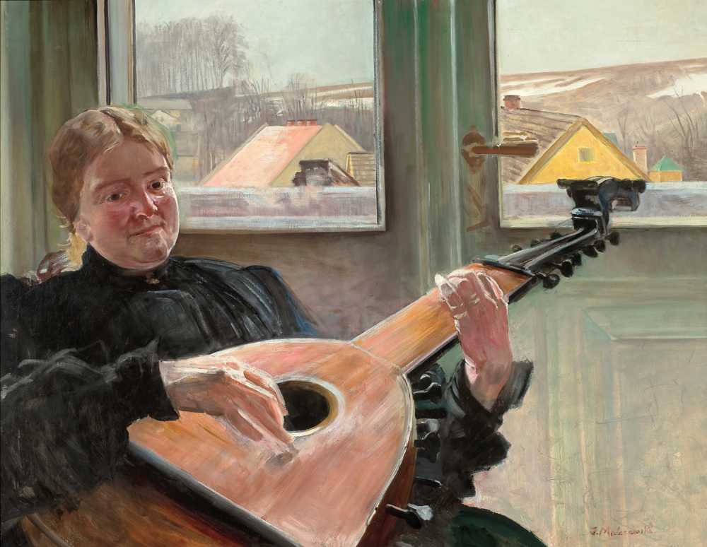 Portrait of artist’s sister Helena with a lute (1906) - Jacek Malczewski