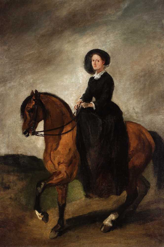 Portrait of Celina, artist’s daughter, on horseback (circa 185... - Michałowski