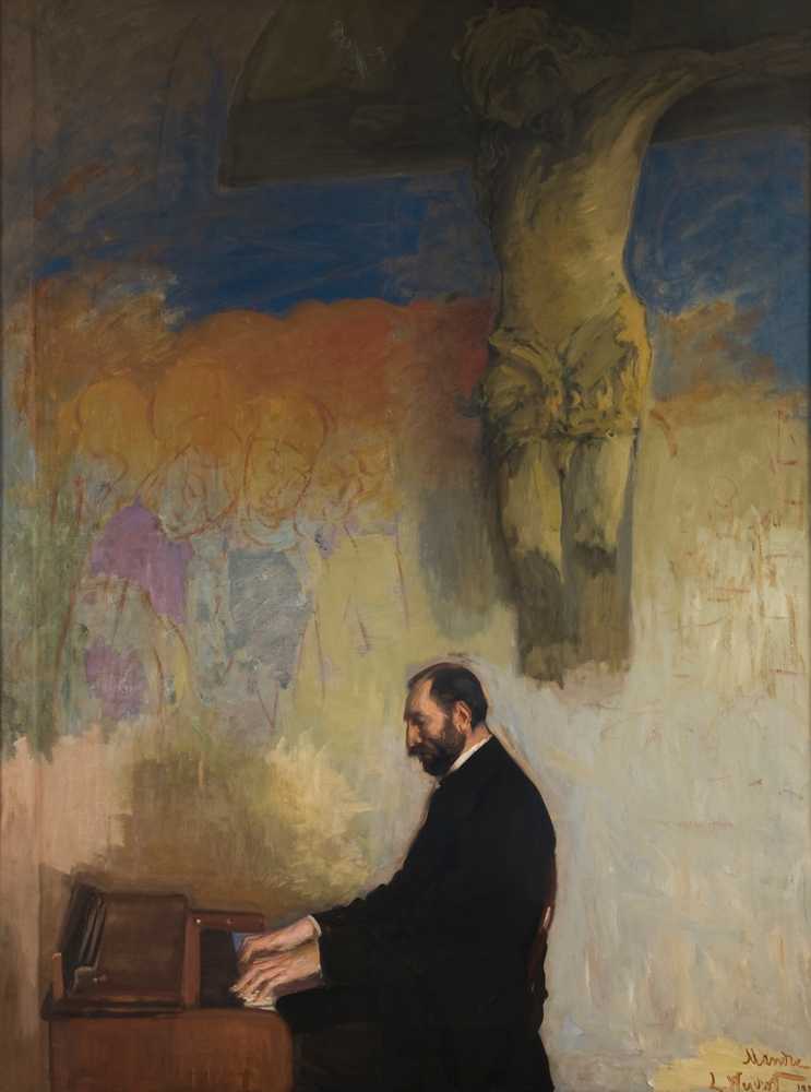 Portrait of Feliks Jasieński at the Organ (1902) - Leon Wyczółkowski