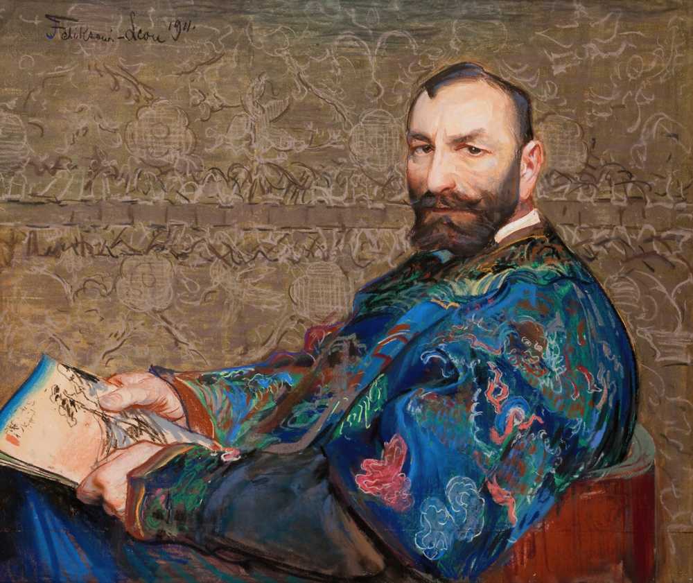 Portrait of Feliks Jasieński in a blue jacket (1911) - Leon Wyczółkowski