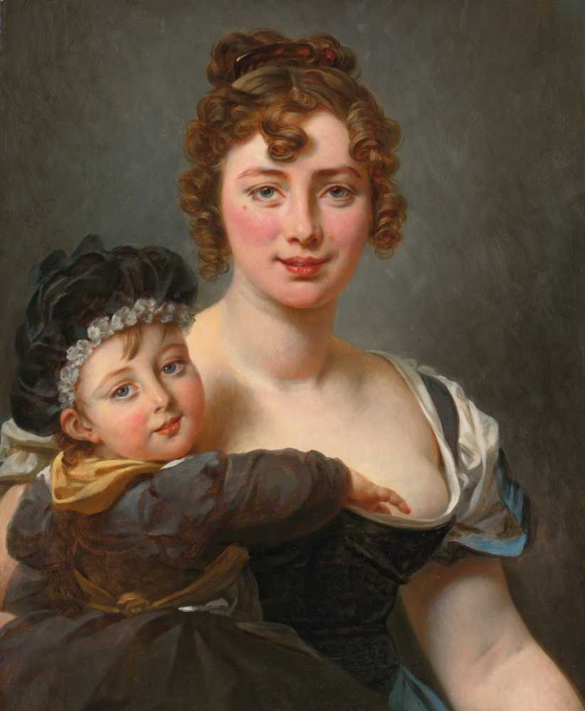 Portrait of Francoise Simonnier And Her Daughter - Antoine-Jean Gros