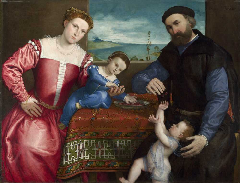 Portrait of Giovanni della Volta with his Wife and Children (1547) - Lotto