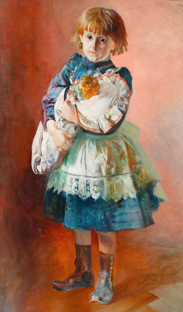 Portrait of Julia, artist’s daughter, with a doll (1893) - Jacek Malczewski