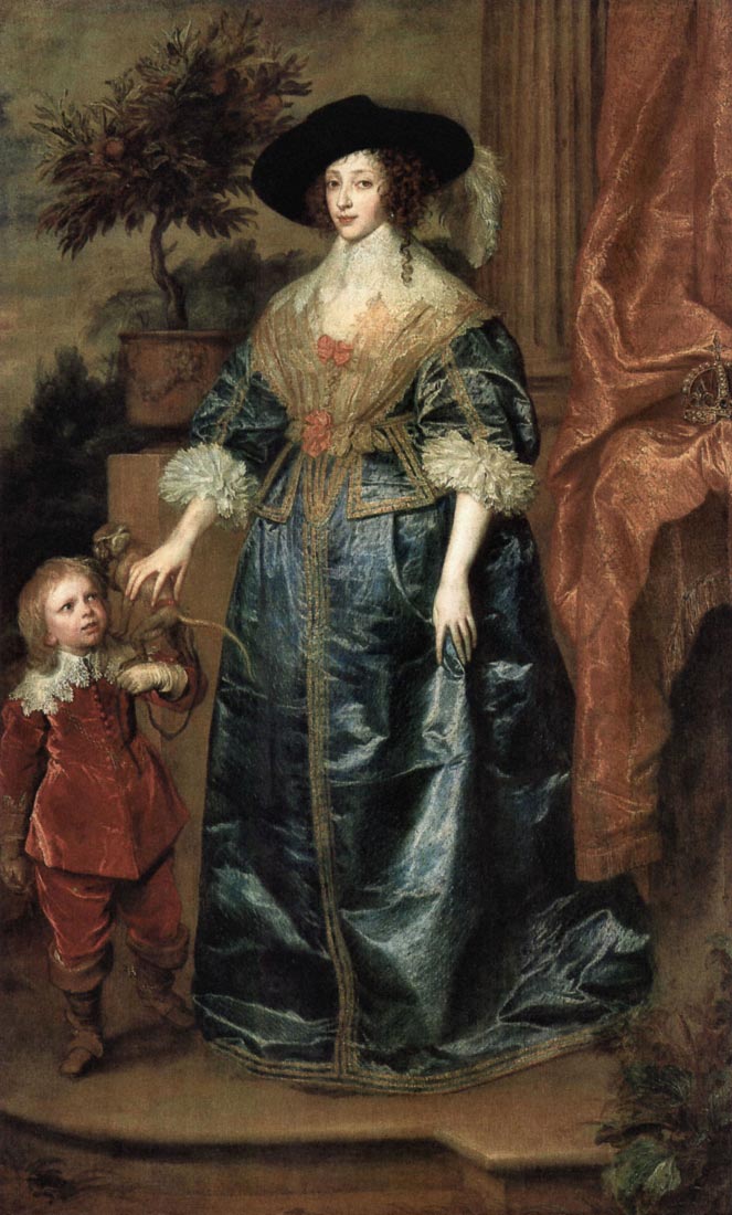 Portrait of Queen Henrietta Maria, with a dwarf - Van Dyck