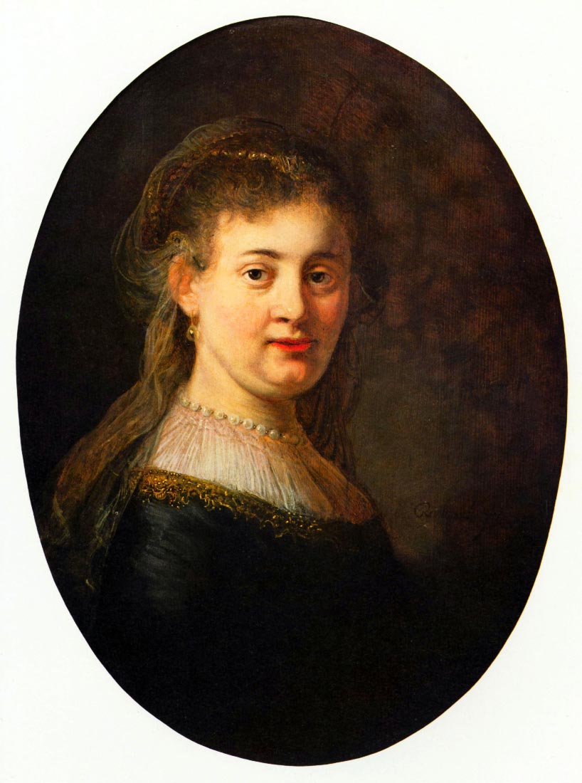 Portrait of Saskia with veil, Oval - Rembrandt