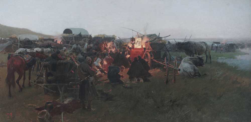 Prayer in the steppe (circa 1890) - Józef Brandt