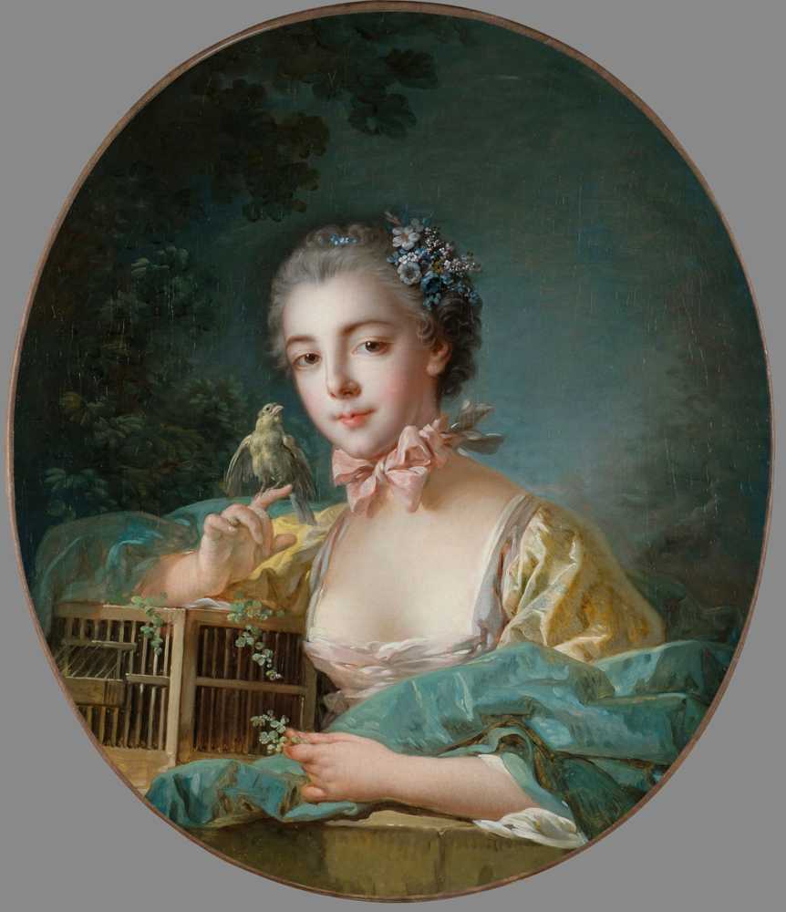 Presumed portrait of Marie-Emilie Baudouin, daughter of the painter... - Boucher