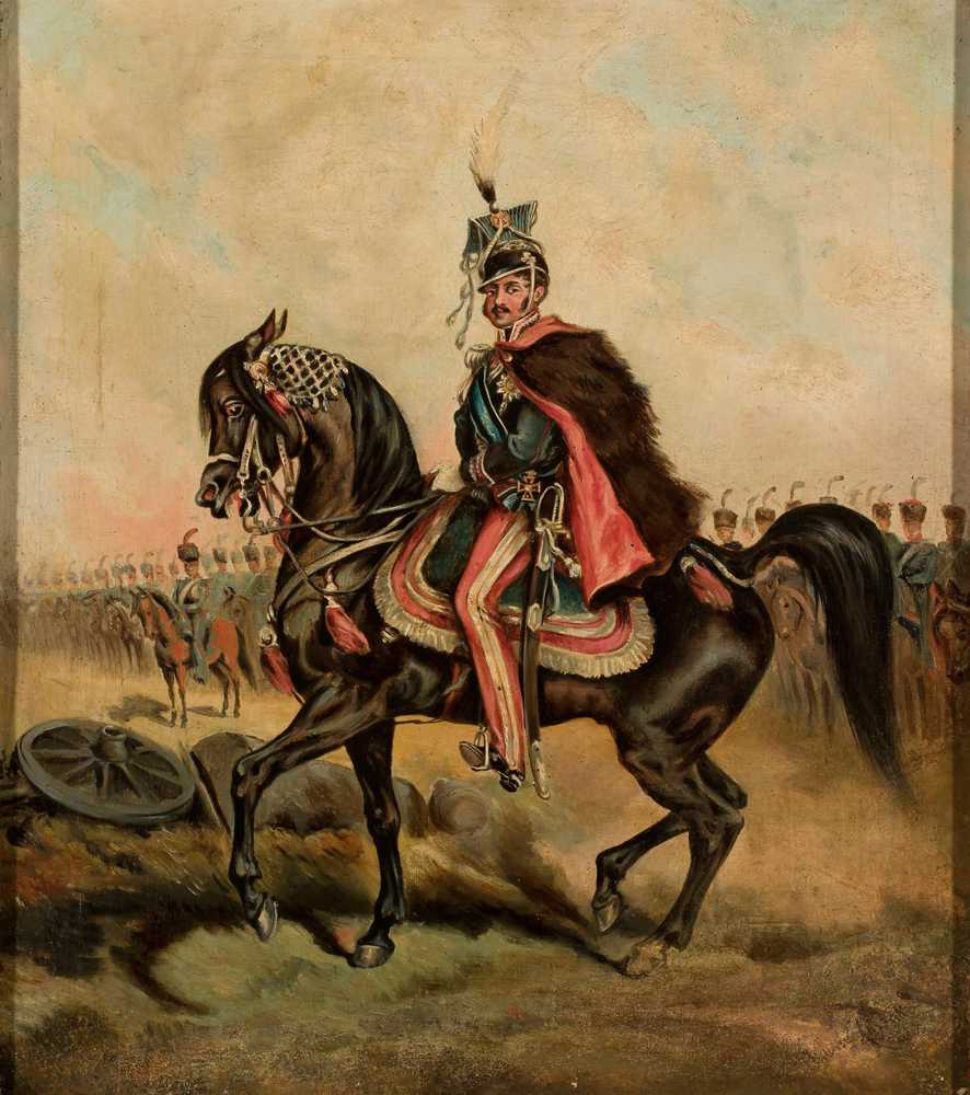 Prince Józef Poniatowski on the “Szuma” mare from Sanguszka stud far... - Kossak