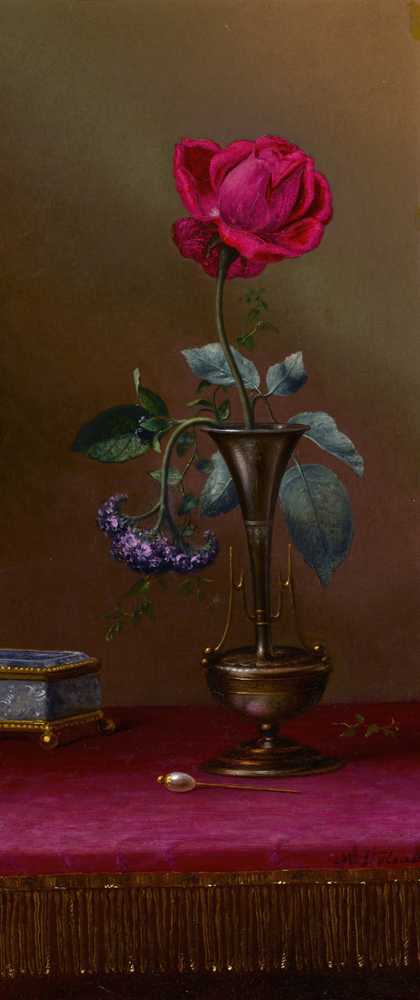 Red Rose and Heliotrope in a Vase (Requited and Unrequited Love) (cir... - Heade