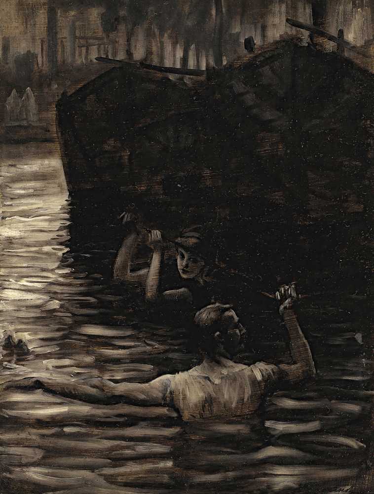 Renee and Reverchon Swimming in the Seine (circa 1881-82) - James Tissot