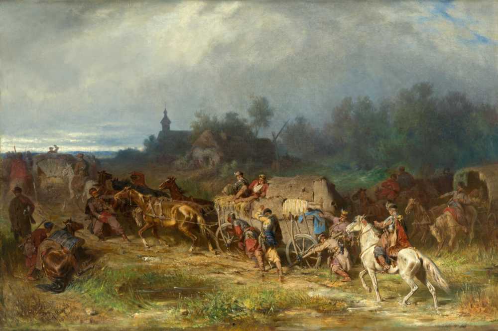 Returning Home, ‘Patient Transport (Polish Camp)’ (1865) - Józef Brandt