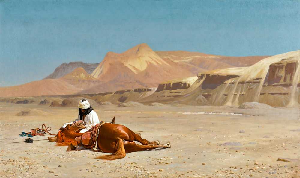 Rider and His Steed In The Desert - Jean-Leon Gerome